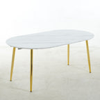 Extendable Oval Dining Table - White Marble