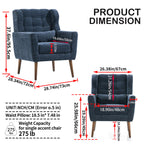 Modern Accent Chair, Arm Chairs For Living Room, Upholstered Mordern Armchair, Comfy Soft Padded Lounge Chair In Small Space, Bedroom, With Pillow, Solid Wood Leg
