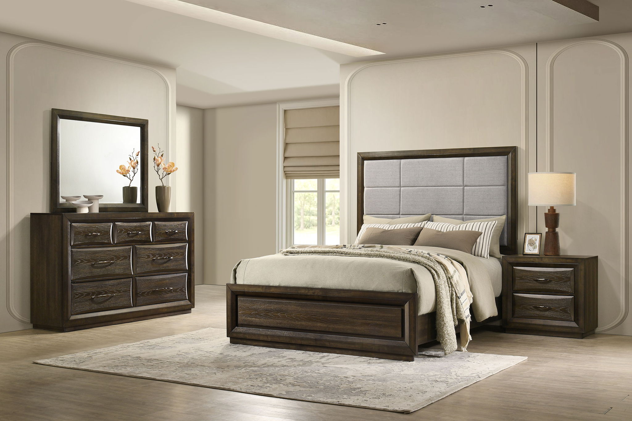 Atlas 4-piece Eastern King Bedroom Set Dark Oak