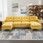 Modern L - Shape Convertible Sectional Sofa With Movable Ottoman