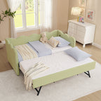 Gingham Daybed With USB Charging Port, Wave-Shaped Design
