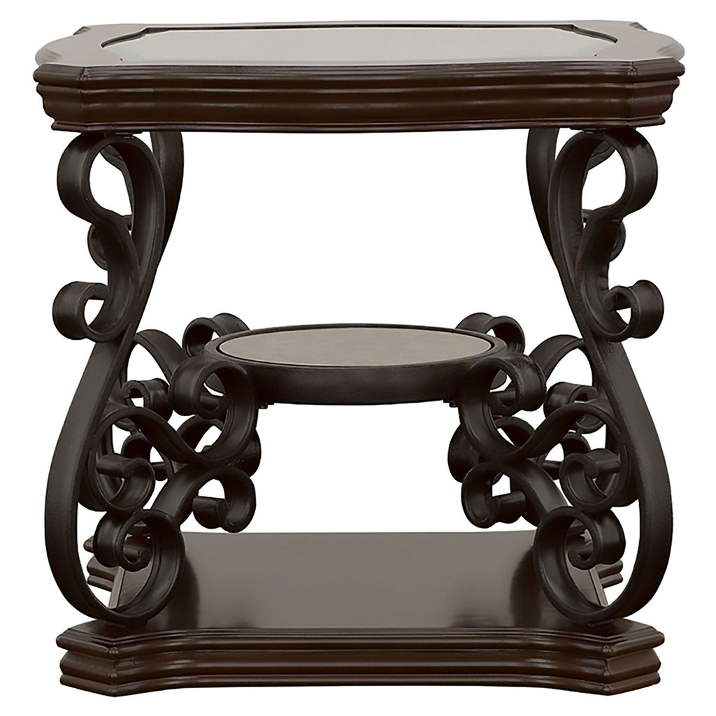 Laney 1-shelf Glass Top Square End Table Deep Merlot