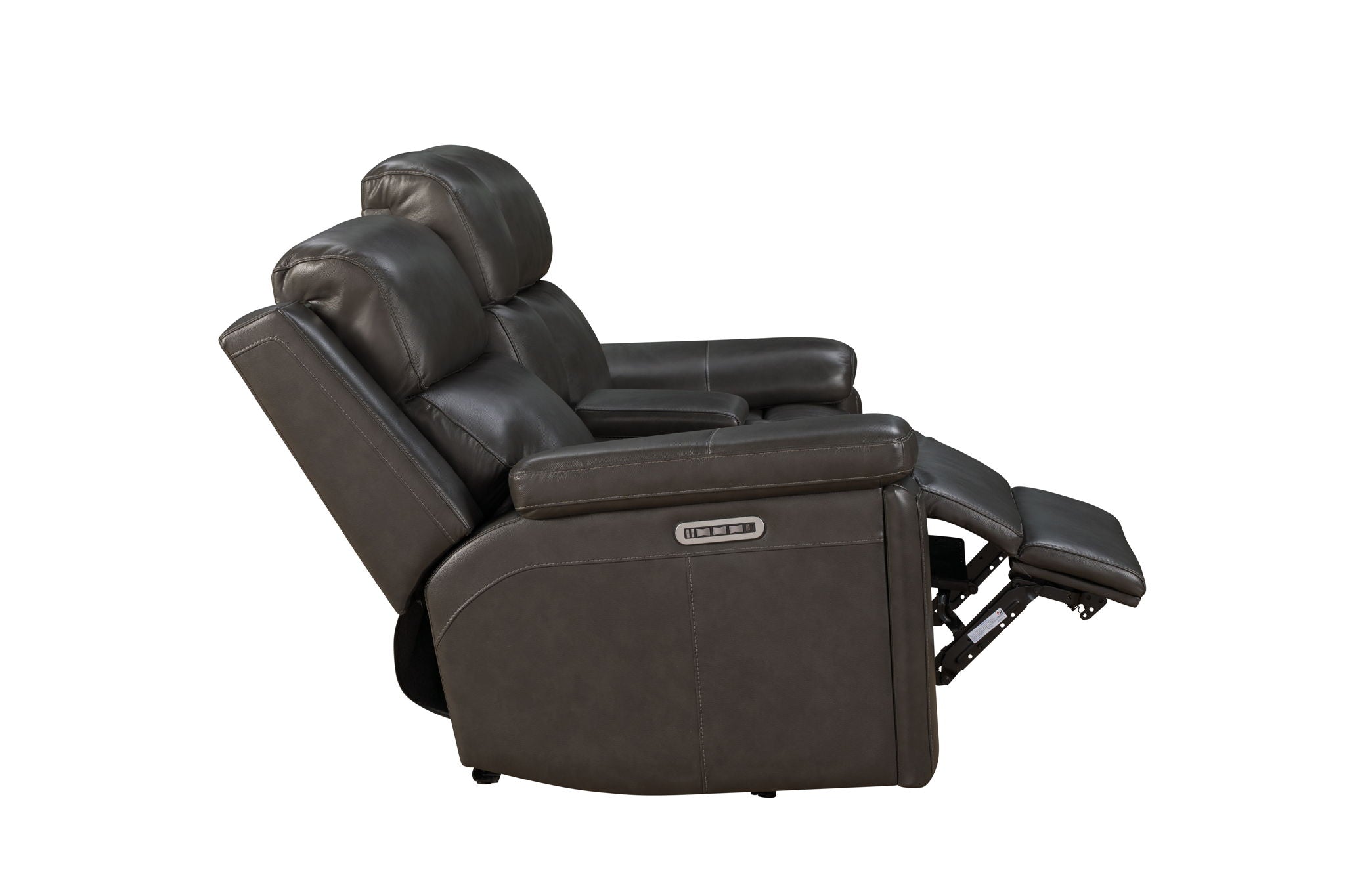 Leon - Power Console Loveseat Recliner With Power Headrest, Power Lumbar, Heat And Massage - Smokey Gray