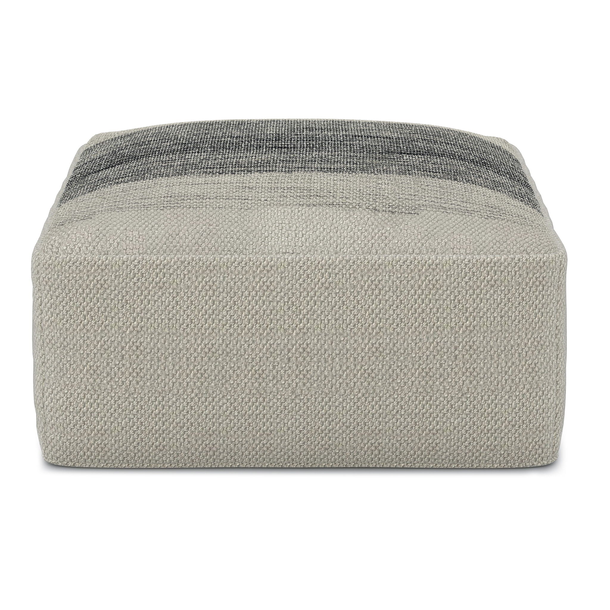 Sabella - Square Woven Outdoor / Indoor Pouf - Gray / White