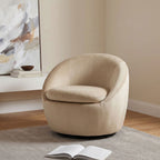 Myernick Velvet Upholstered Swivel Accent Chair Camel