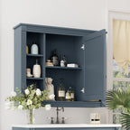 Wall Mounted Bathroom Storage Cabinet With Mirror, Cabinet With 6 Open Shelves And Adjustable Interior