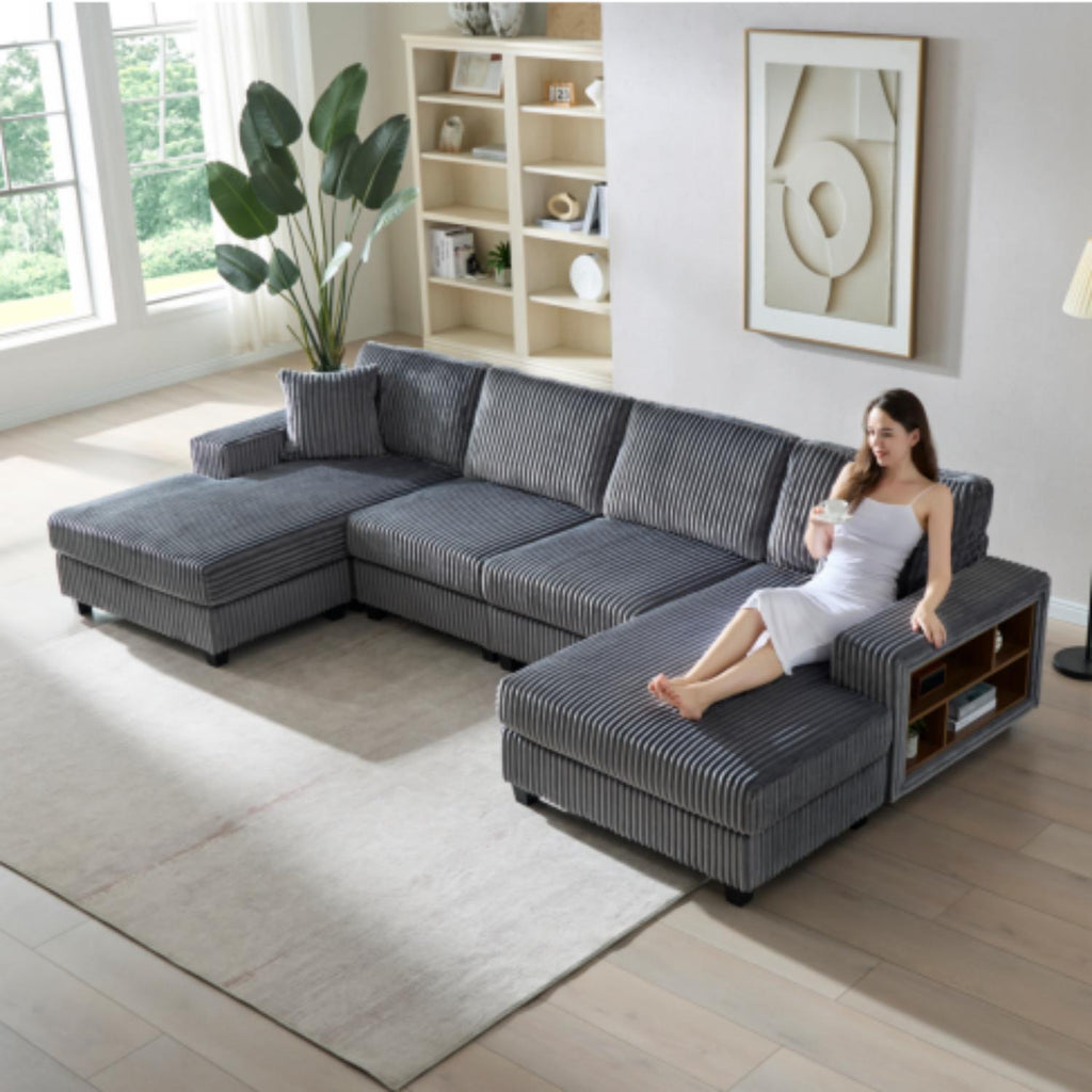 U-Shaped Convertible Sofa, 4 Seater Large Living Room Lounge
