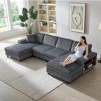U-Shaped Convertible Sofa, 4 Seater Large Living Room Lounge