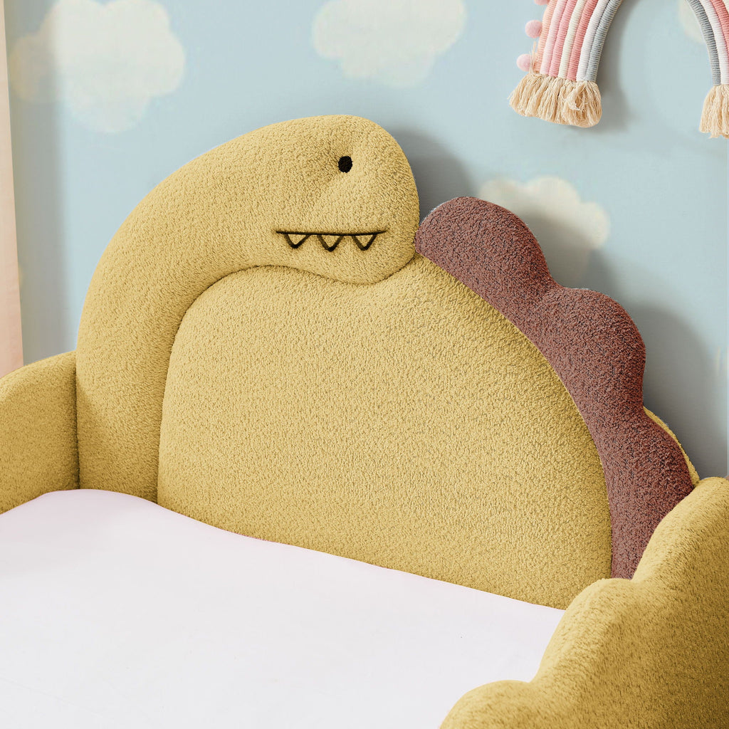 Cute Dinosaur Shaped Bed With Safety Guardrail, Toddler Frame