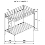Alevera Metal Twin Over Twin Bunk Bed with Ladder White