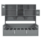 Daybed With All-In-One Cabinet And Shelf