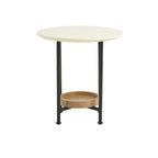 Oval End Table - White / Natural