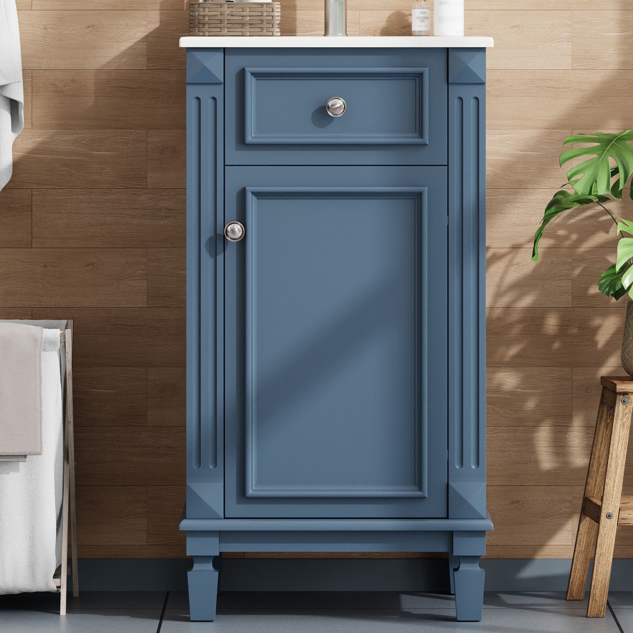 Bathroom Vanity With Sink, Soft-Closing Door, Adjustable Shelf