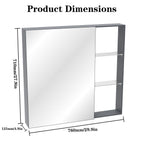 Medicine Cabinet, Wall Mounted Bathroom Mirror With Storage, Adjustable Shelves - Black Brown