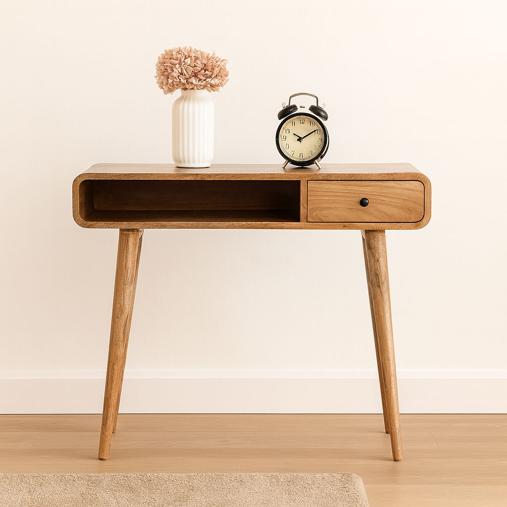 Curved Writing Desk - Oak