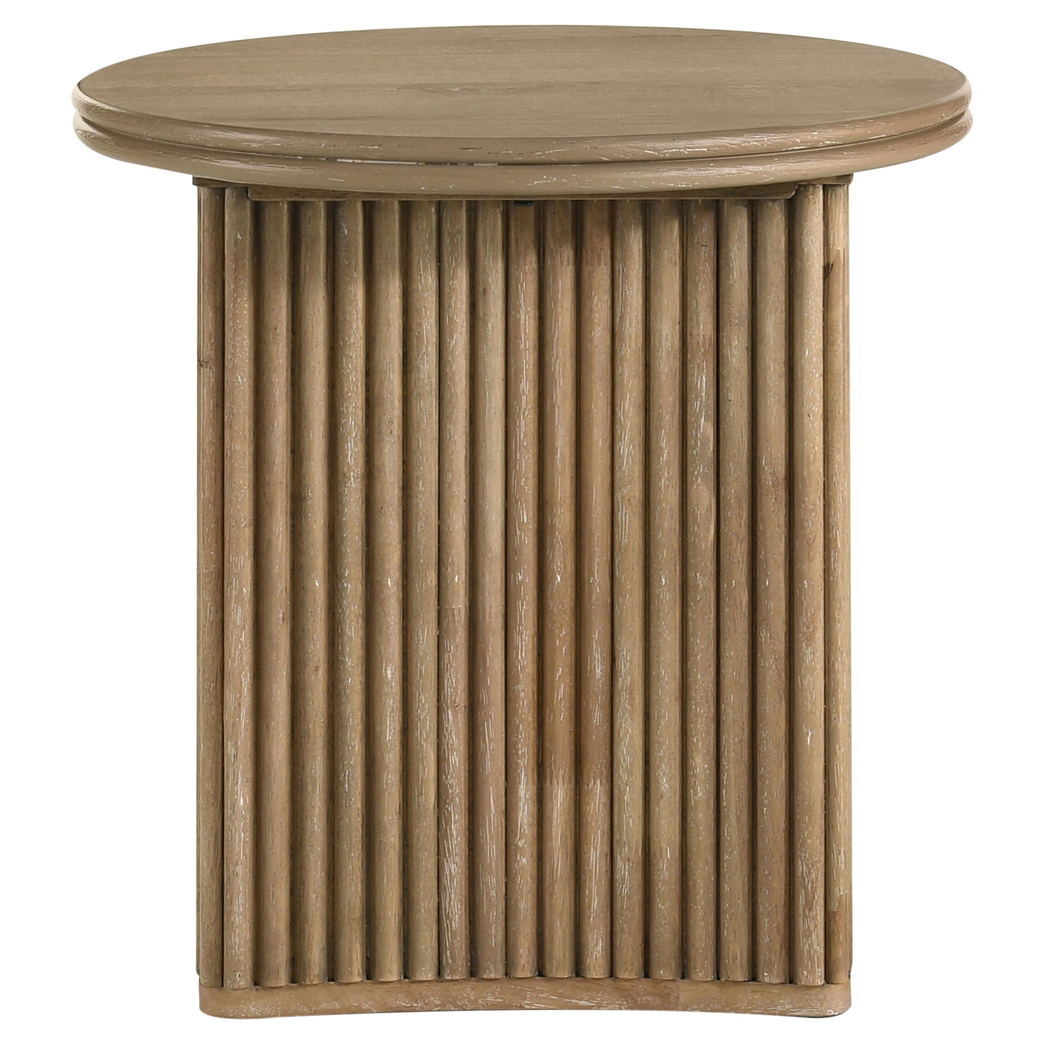 Adina 2-piece Round Coffee Table Set Distressed Light Brown