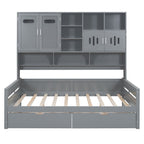Daybed With All-In-One Cabinet And Shelf