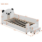 Upholstered Daybed With Bear Shaped Headboard, Hydraulic System And Breathable Fence
