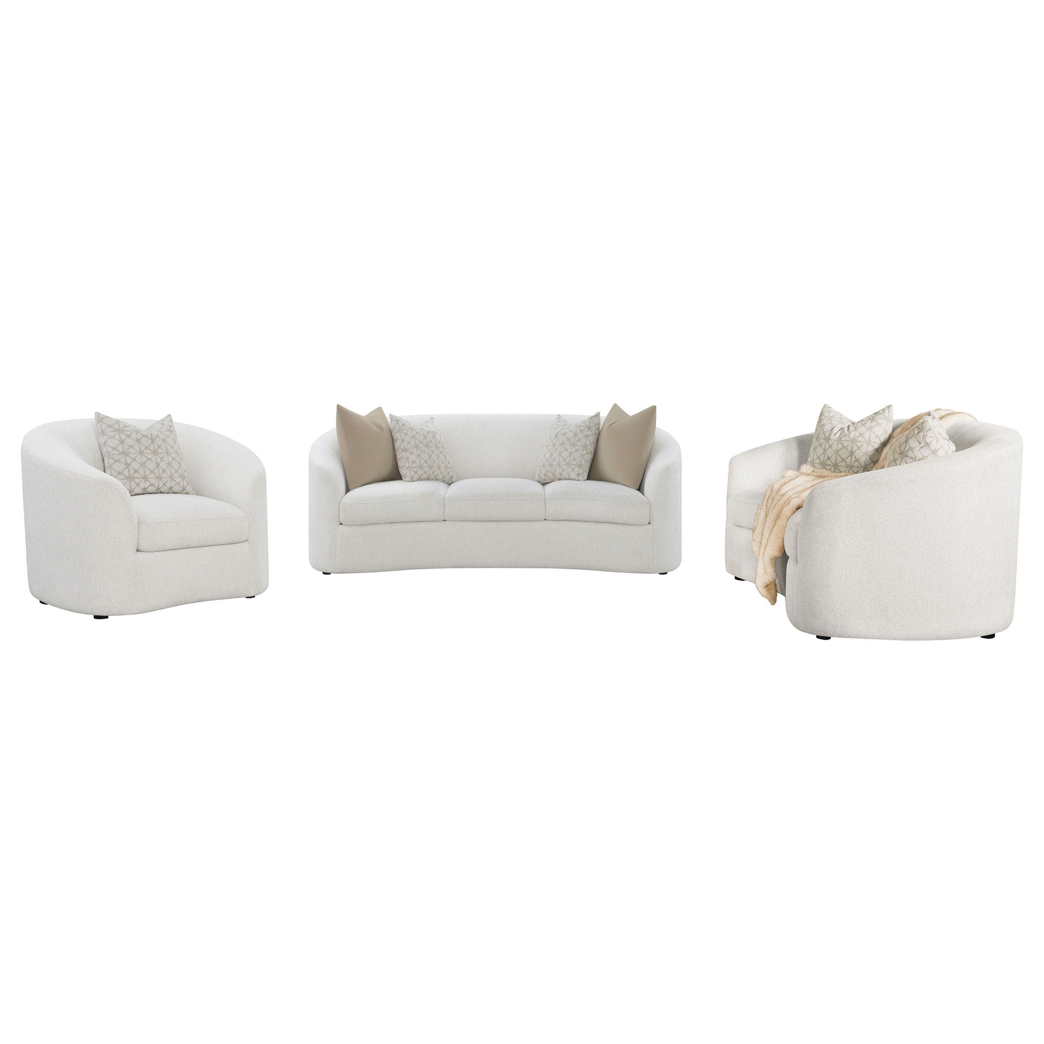 Rainn 3-piece Boucle Upholstered Sloped Arm Sofa Set Latte