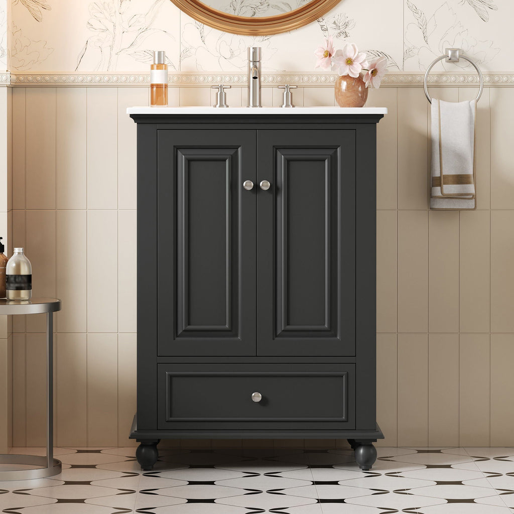 Modern Bathroom Vanity With Sink, Cabinet With Drawer And Dividers, Rectangular Storage Unit