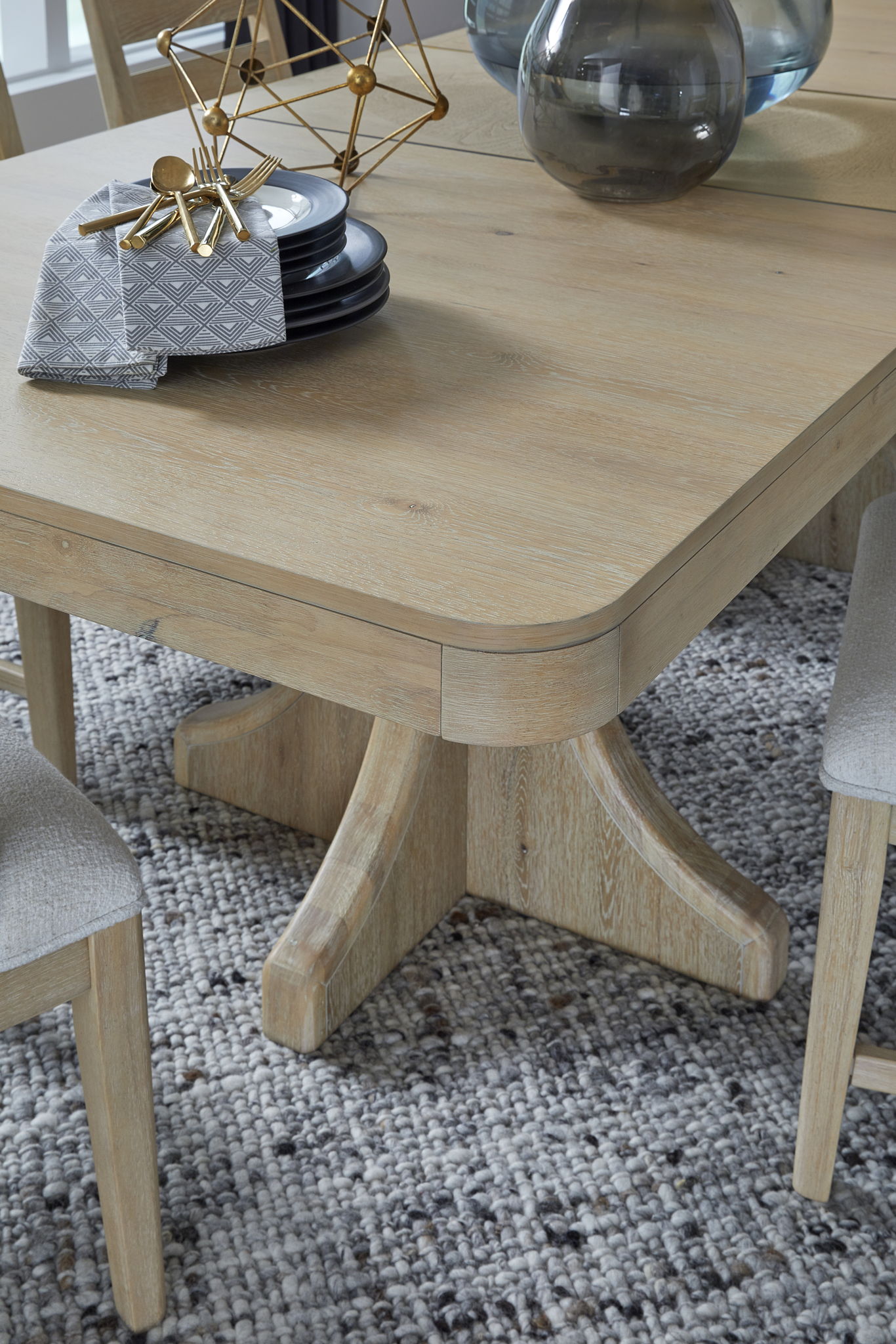 Somerset - Trestle Dining Table - Butternut and Omari Natural