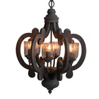 Farmhouse Chandelier, 6 Light Wood Chandelier Pendant Light Fixture With Adjustable Chain For Dining Room Living Room Entryway, Bulb Not Included