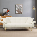 Convertible Double Futon Sofa Bed With Folding Armrests For Living Rooms