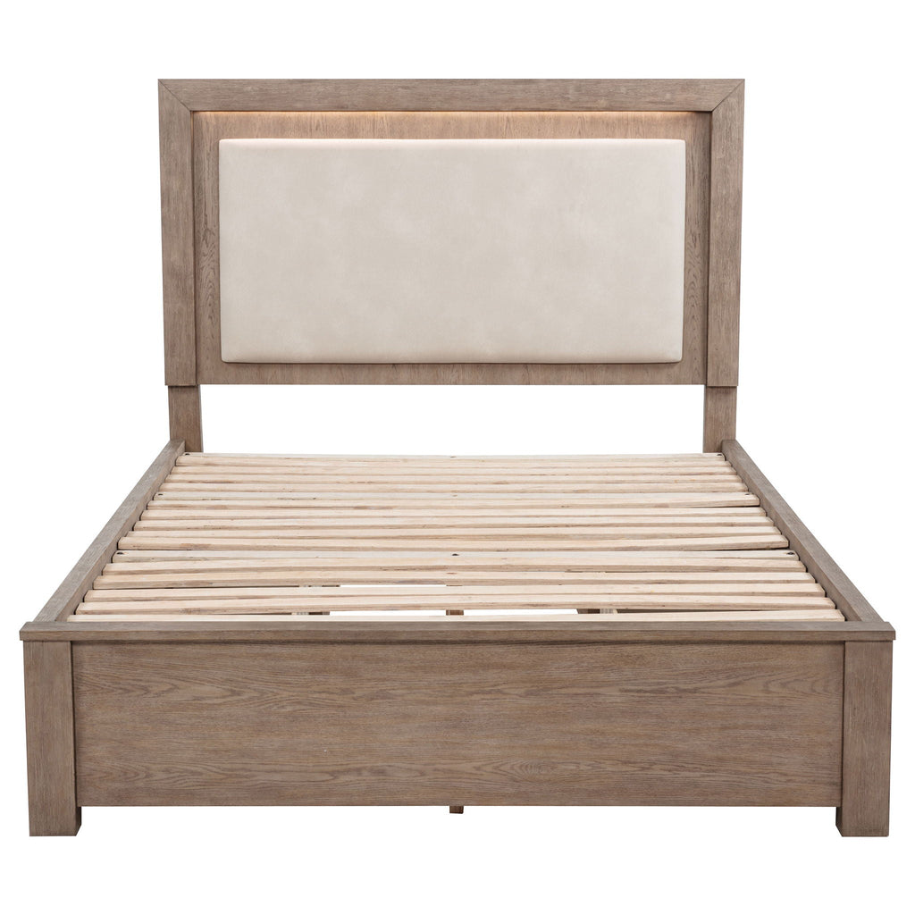 Kenora 56-inch Queen LED Storage Bed Barley Brown