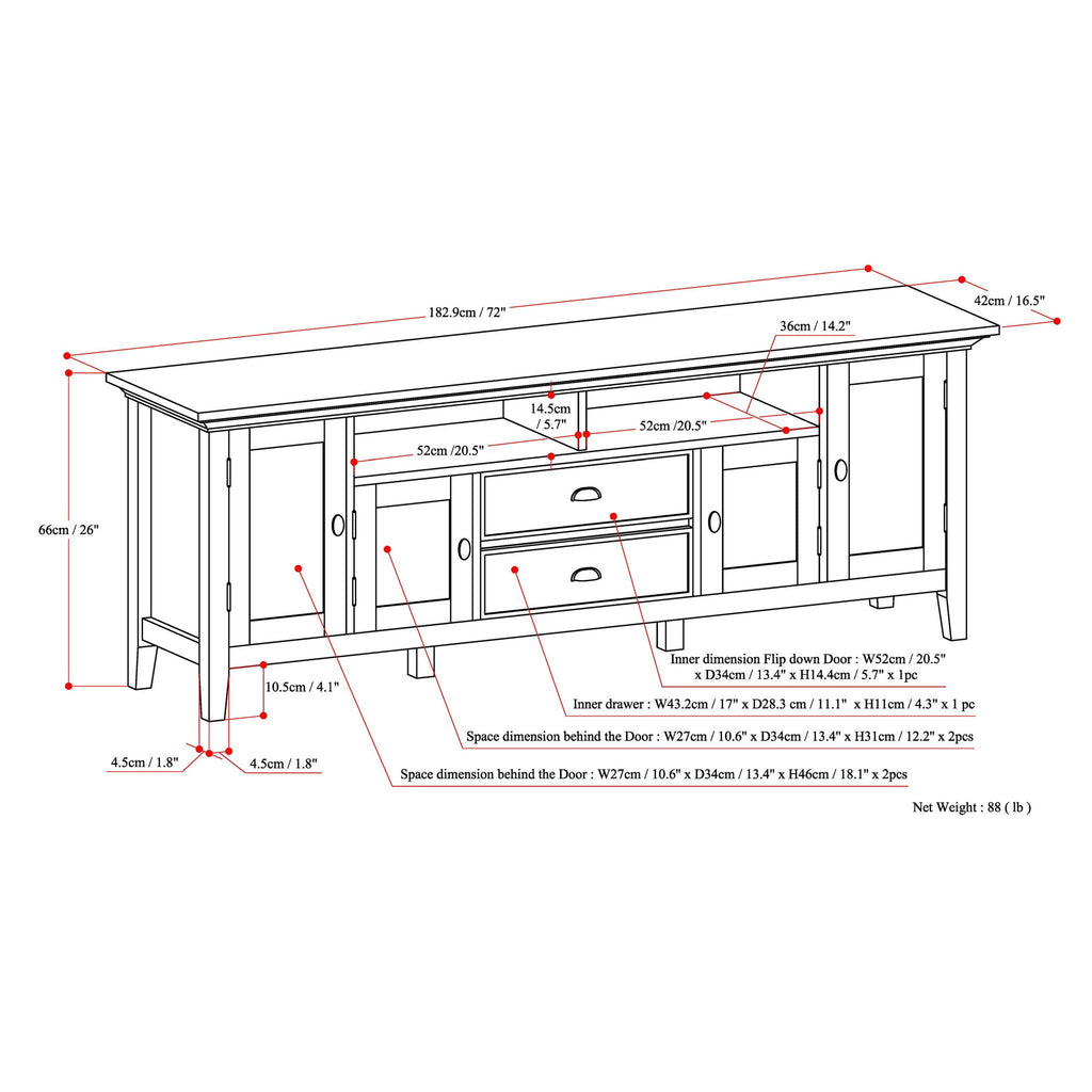 Redmond - TV Media Stand - Hickory Brown