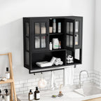 3 Door Wall Cabinet With Glass Door And Towel Bar