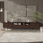 TV Stand For TVs Up To 85" With Closed Storage, Soft Closing Hinges, Living Room Entertainment Center - Walnut