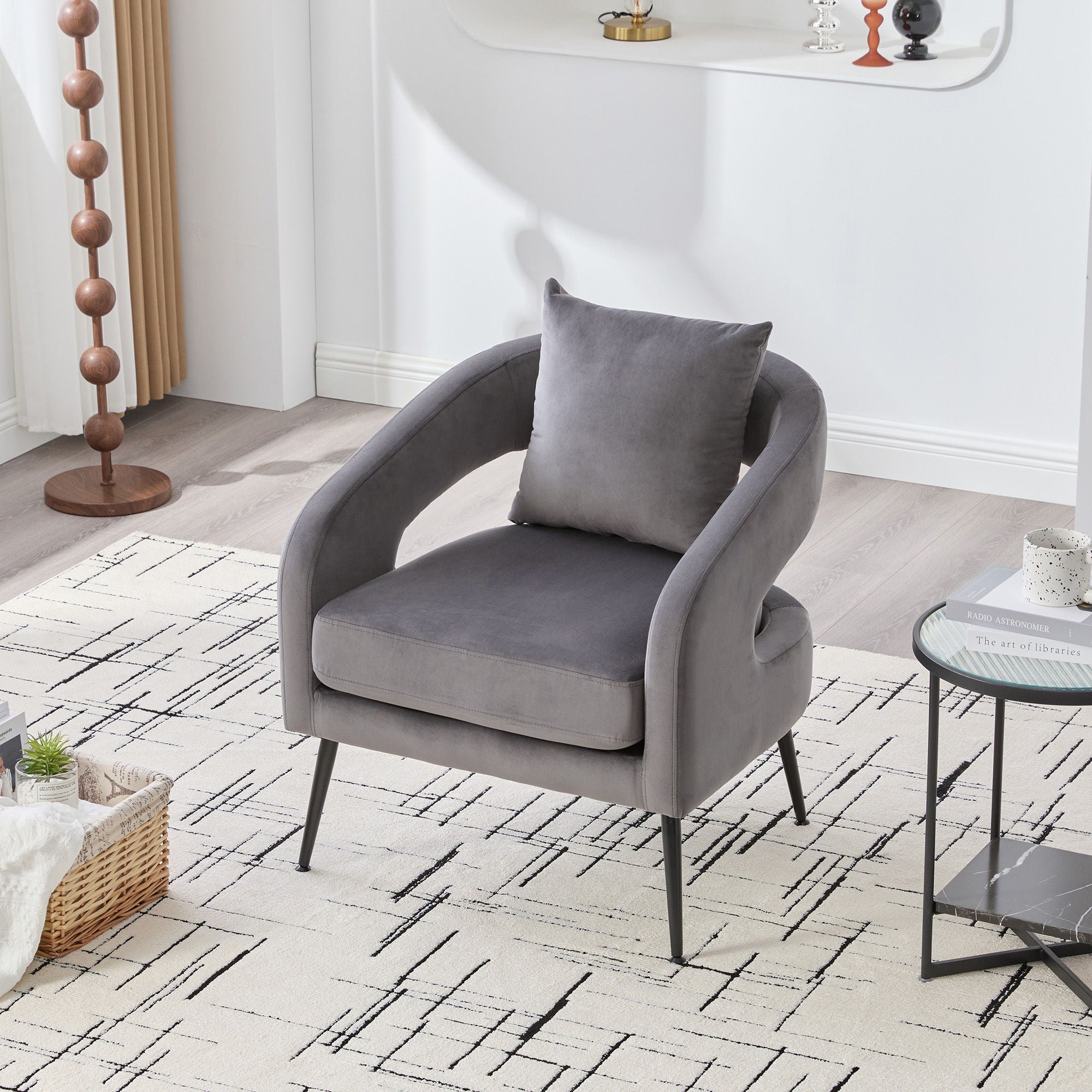 Open Back Accent Chair, Round Sofa Lounge Armchair