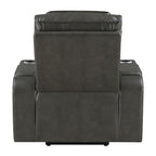 Taddeo - Power Motion Recliner With Power Headrest, USB, Wireless Charger & LED - Dark Gray