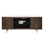 Clayten - Server With Marble Top & Fireplace - White & Espresso