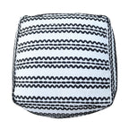 Lani - Handcrafted Fabric Pouf, Durable Cotton Square - Natural / Black