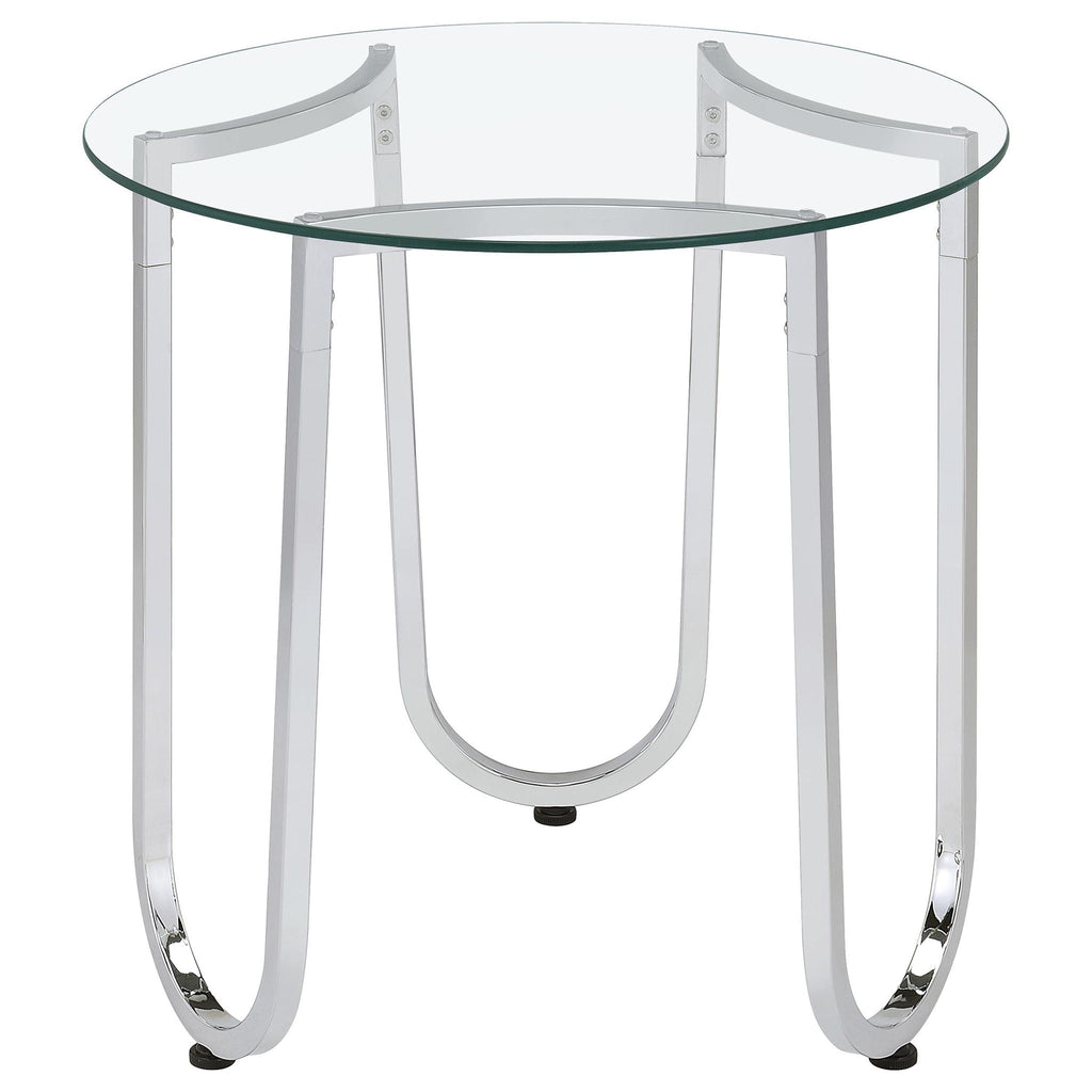 Beller 2-piece Round Tempered Glass Top Coffee Table Set Chrome