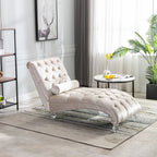Chaise Lounge Indoor, Button Tufted Upholstered Chaise Lounge Chair With Pillow