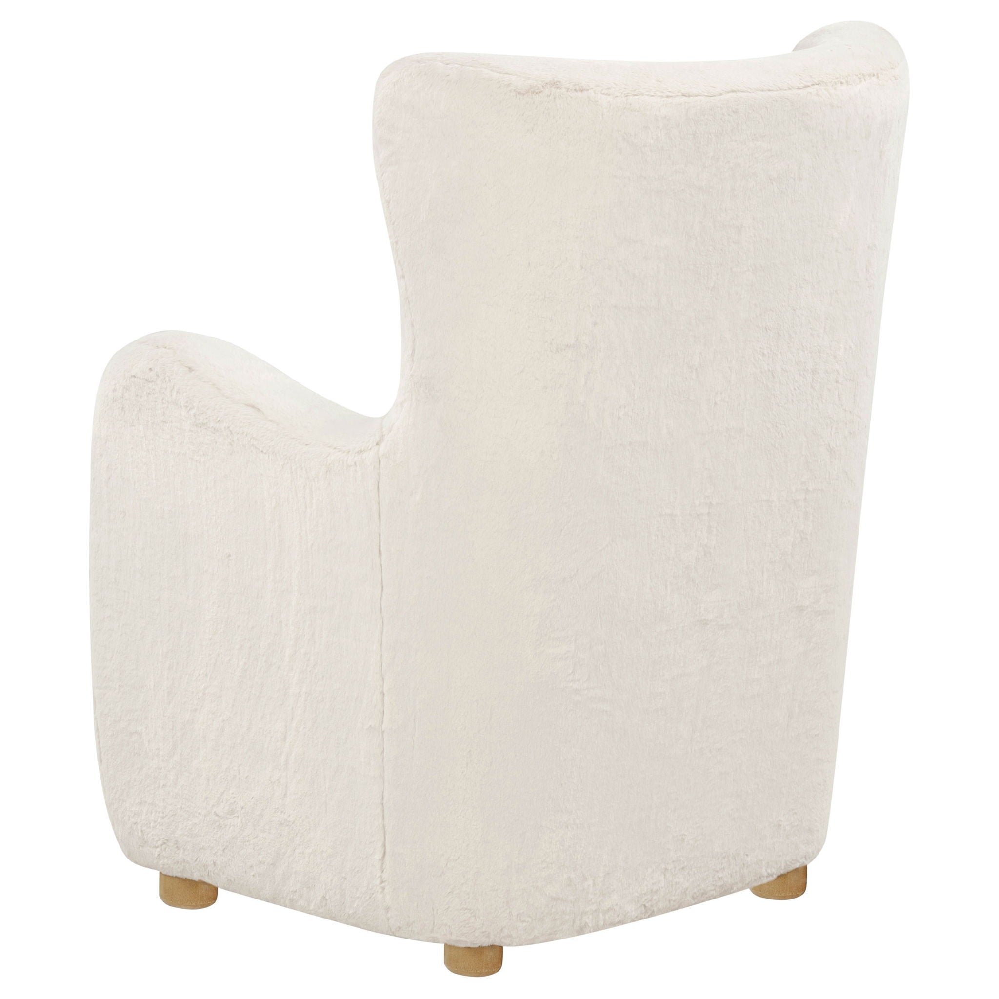 Thornton Faux Fur Upholstered Wingback Lounge Accent Chair Ivory