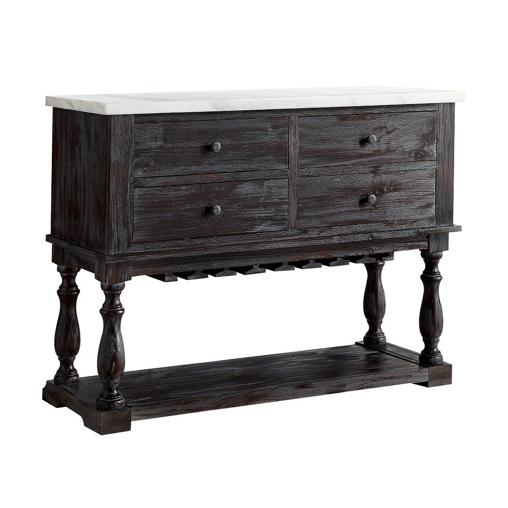 Gerardo - Server - White Marble Top & Weathered Espresso