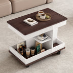 Adjustable End Table With Wheels, 360°Rotating Top And Storage Space