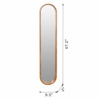 Decorative Rubber Frame Mirror With Elongated Oval Frame - Brown