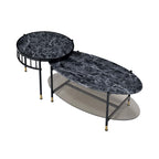 Silas - Nesting Coffee Table Set - Faux Marble Top & Black