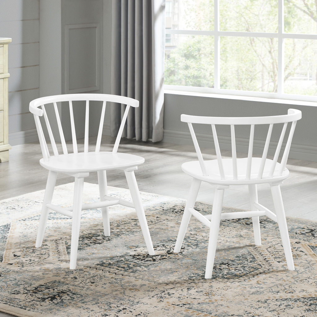 Edo - 5 Piece Dining Set, Trestle Dining Table With 4 Windsor Chairs - White
