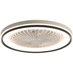 RGB Dimmable LED Enclosed Ceiling Fan With Light Flush Mount Bladeless, 6 Speed, Remote Control - White