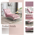 Chaise Lounge Indoor, Button Tufted Upholstered Chaise Lounge Chair With Pillow