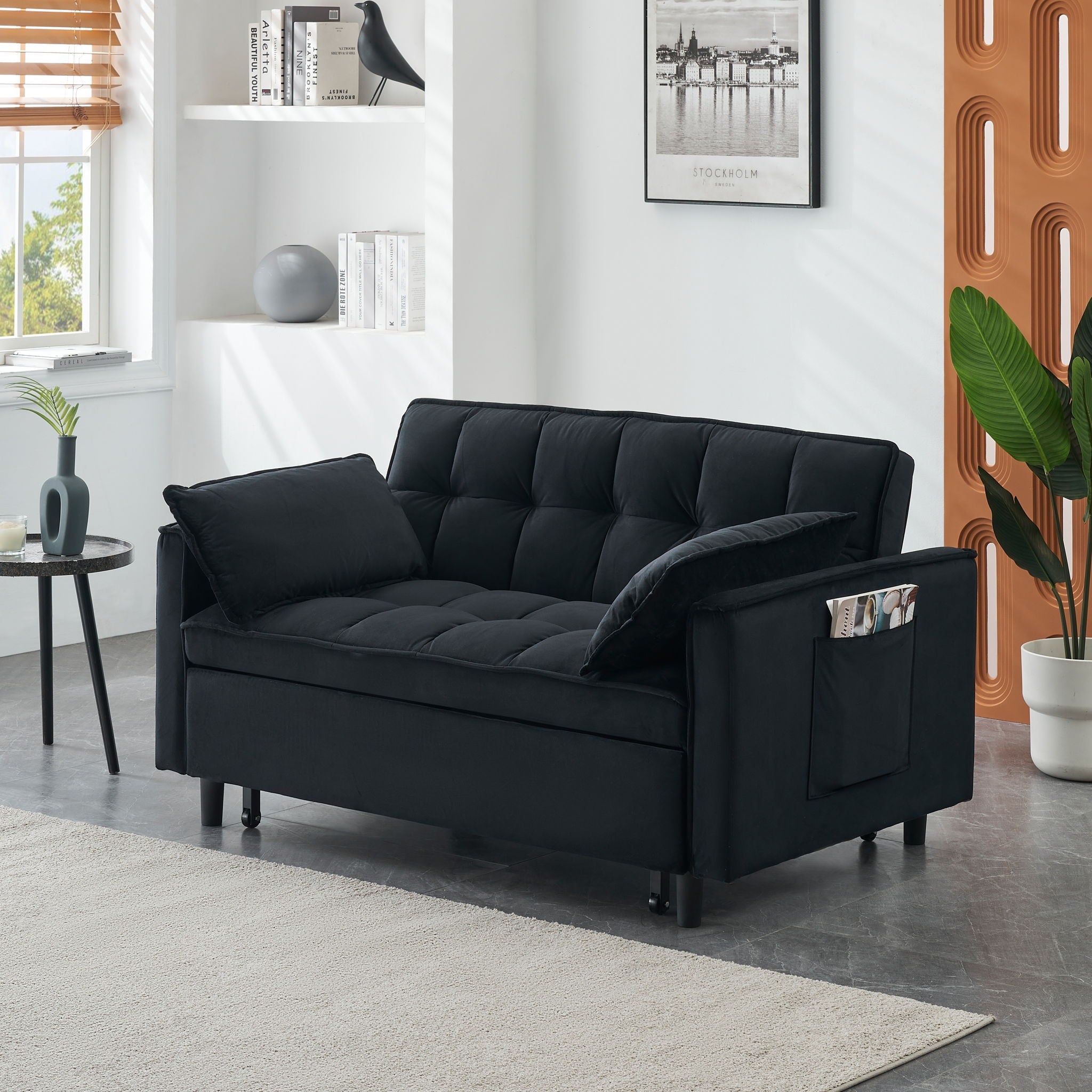 Sofa Bed With Pockets, 3 In 1 Convertible For Living Room