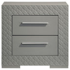 Ives 2-drawer Nightstand Bedside Table Grey High Gloss
