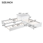L Shaped Platform Bed With Trundle And Drawers Linked With Built In Desk