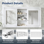 Modern Wall-Mount 2 In 1 Mirror Cabinet With Adjustable Shelves, Soft-Closing Hinges