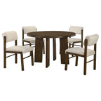 Strouse 5-piece Dining Set Cream and Walnut